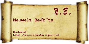 Neuwelt Beáta névjegykártya